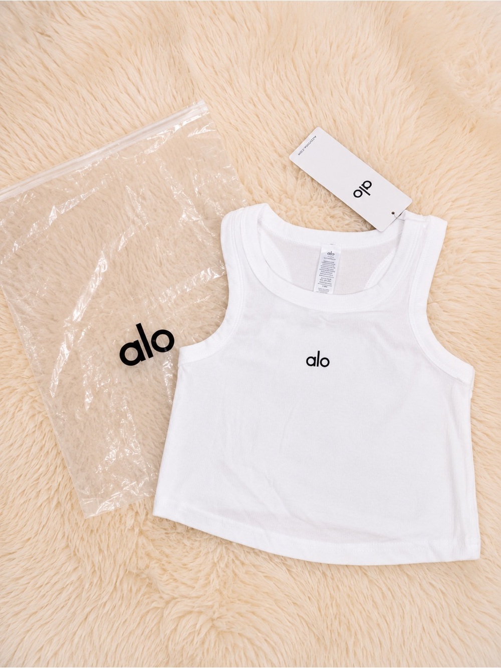 Alo Yoga White Ribbed Cropped Tank Top Size S New With Tags